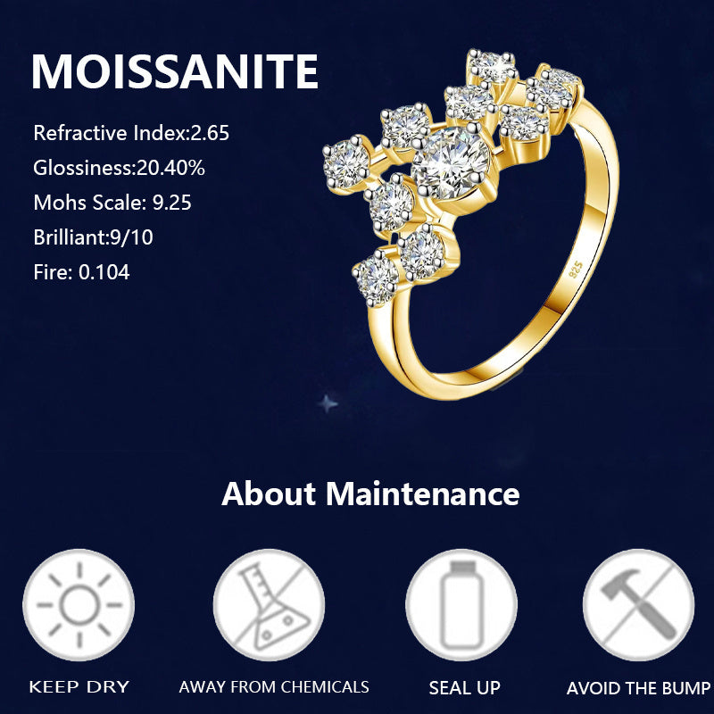 Stylish Vintage 18K Gold Plated 925 Sterling Silver Moissanite Ring 1.5 Carat - Gender-neutral Everyday Wear Jewelry perfect for Mardi Gras, Anniversaries, and Valentine's Day. Includes Gift Box from LOVESSOM