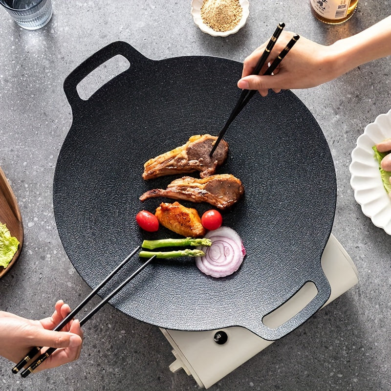 Multipurpose Cast Iron Grill Pan with Non-Stick Coating - Ideal for Camping, Convenient to Wash & Portable.