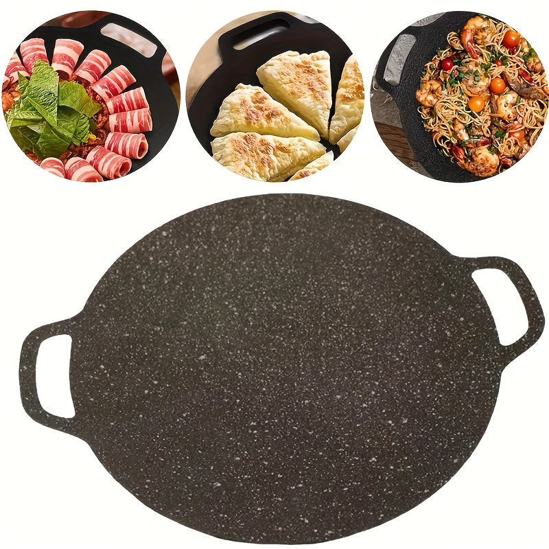 Multipurpose Cast Iron Grill Pan with Non-Stick Coating - Ideal for Camping, Convenient to Wash & Portable.