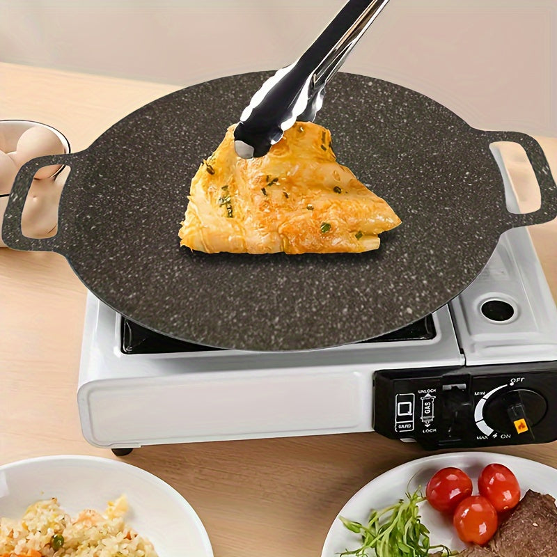 Multipurpose Cast Iron Grill Pan with Non-Stick Coating - Ideal for Camping, Convenient to Wash & Portable.