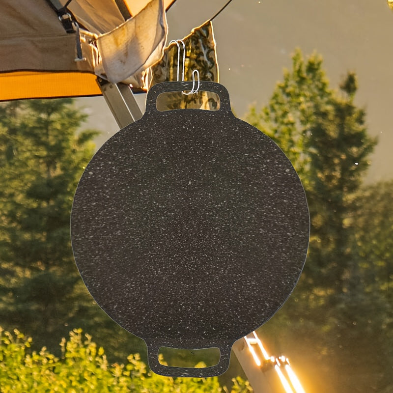 Multipurpose Cast Iron Grill Pan with Non-Stick Coating - Ideal for Camping, Convenient to Wash & Portable.