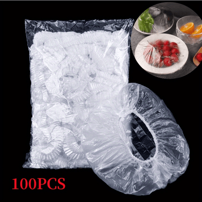 Thickened PE Plastic Food Wrap Sleeves - Available in 100, 200, or 300pcs Packs. Food Grade Preservative Films for Freshness Sealing and Protection. Flexible Covers for Food Storage, Dust & Insect Protection. Fits Various Containers.