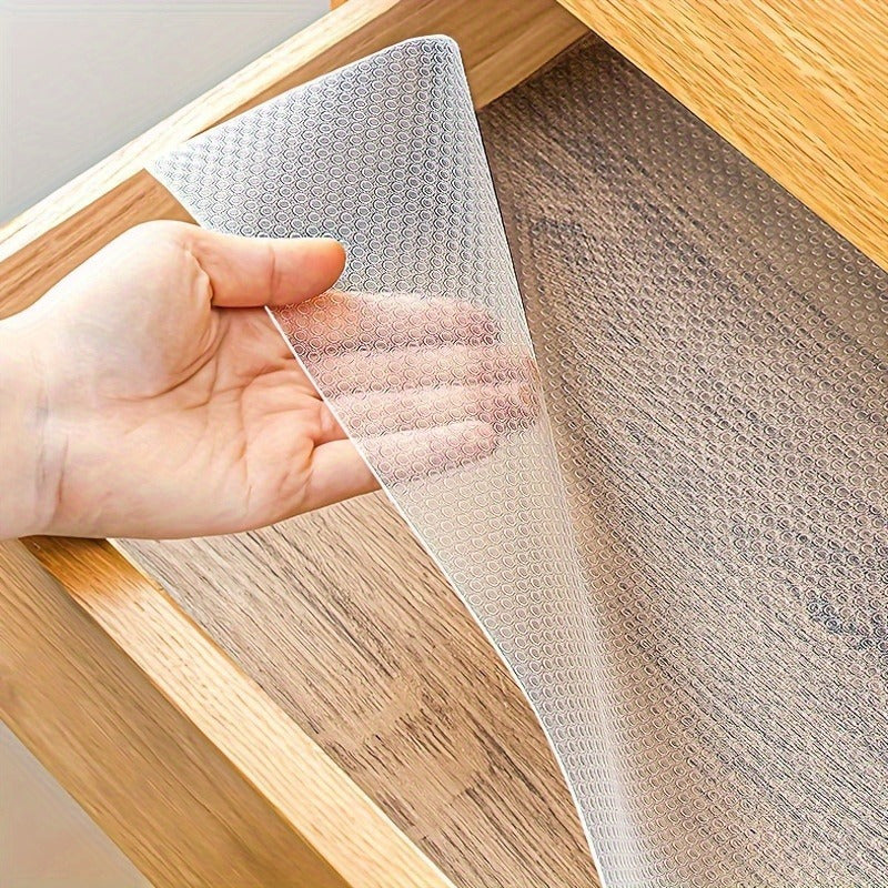 Premium kitchen cabinet liner offers durable, waterproof, non-slip protection for cabinets, drawers, and fridges. Easy to clean, dust and moisture-proof, ideal for home organizing and RV