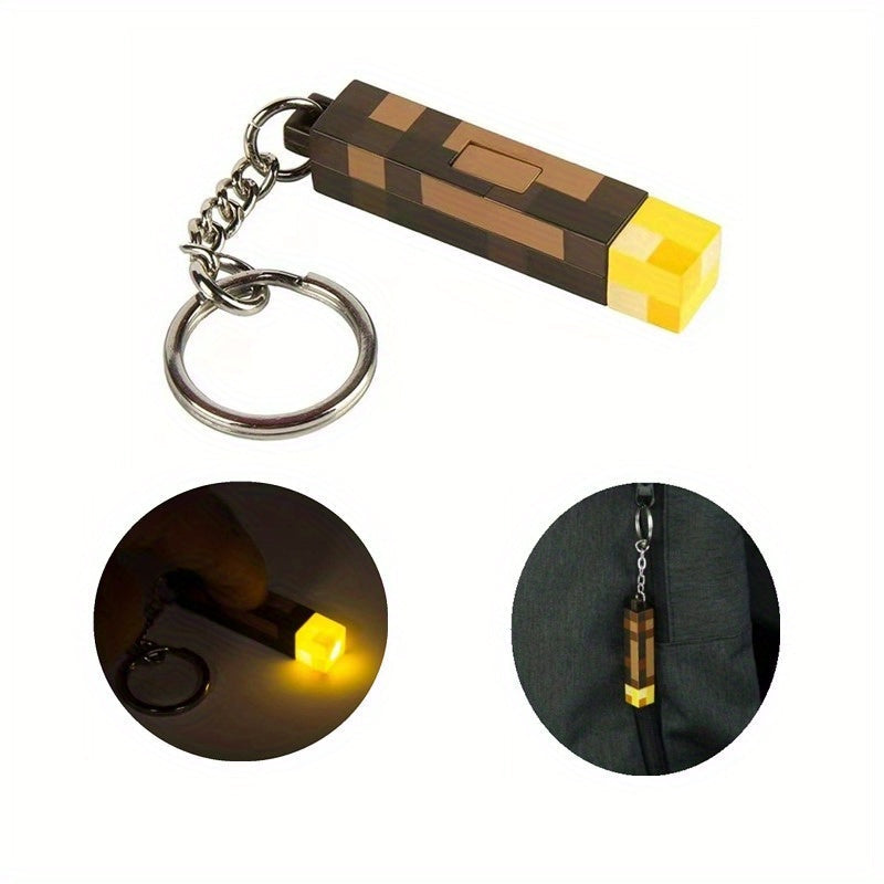 Bright Anime Game Figure Keychain - Vintage Torch Style, Strong Plastic Material, Ideal for Backpacks & Presents