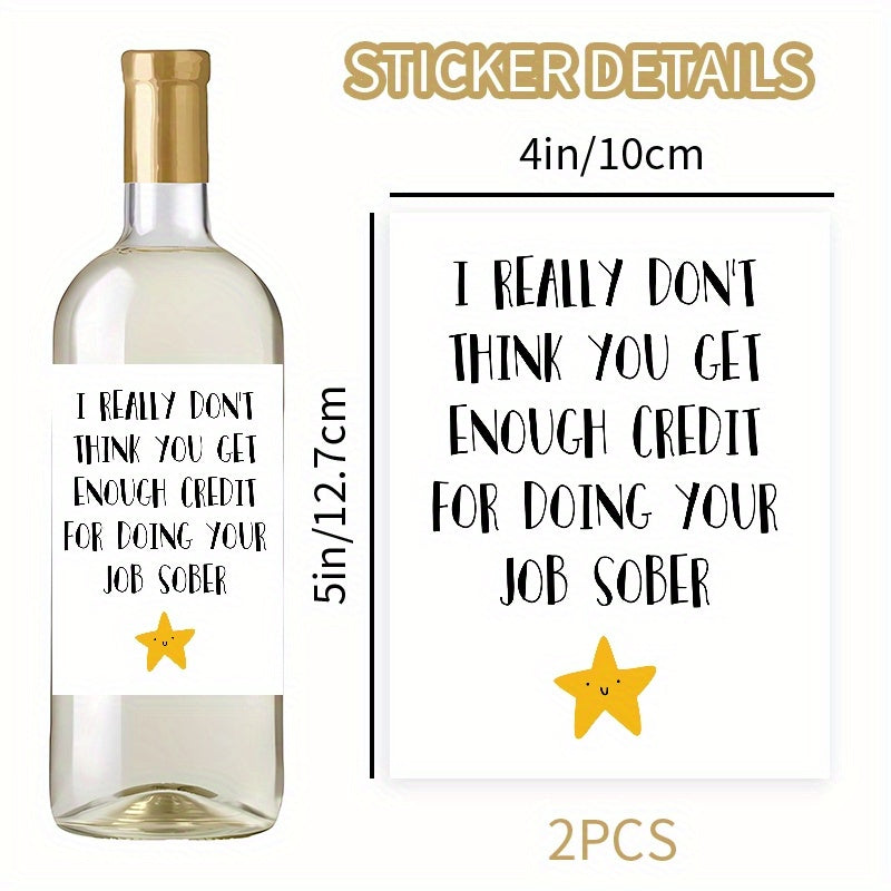 2 festive wine labels for boss appreciation, 10x12.7cm, paper material, suitable for all genders, ideal for holiday gifting.