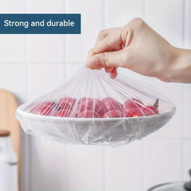 100 pieces of disposable elastic food covers, plastic bags for food contact, designed to help preserve freshness.