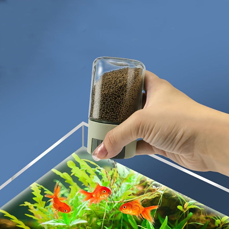 Precision fish feeding bottle with moisture-proof design and non-automatic dispenser for accurate portion control, ideal for feeding fish in aquariums.