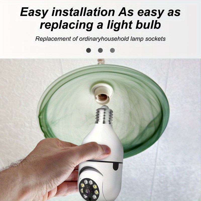 Ensure your home's safety with the Teruhal 1080P HD Bulb-Shaped Security Camera featuring Night Vision, Auto-Tracking, and Two-Way Audio capabilities. This Wireless WiFi E27 Light Bulb Design is not only functional but also discreet for seamless