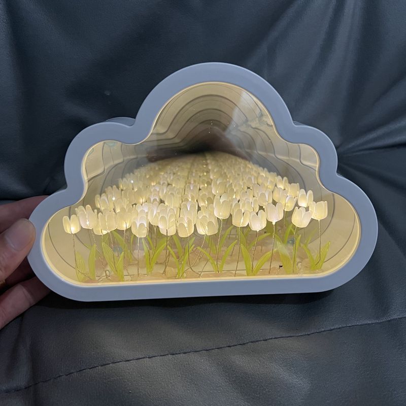 USB-Powered Tulip & Cloud LED Night Light Kit with Adjustable Brightness - Perfect Birthday Gift for Family & Friends