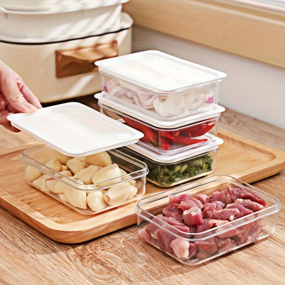 Set of 6 clear plastic food storage containers with lids, each holding 1200ml/40.58oz. These BPA-free containers are safe for use in the microwave and fridge, making them ideal for kitchen, picnics, and outdoor activities.