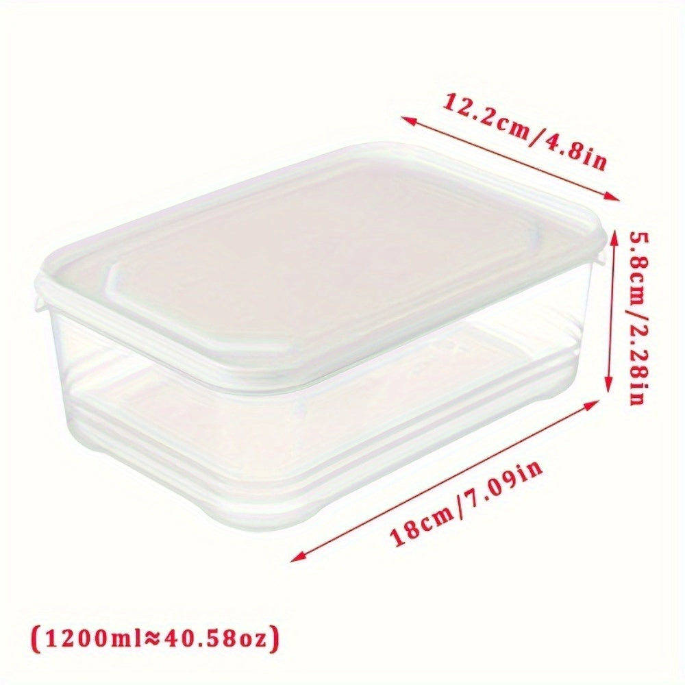 Set of 6 clear plastic food storage containers with lids, each holding 1200ml/40.58oz. These BPA-free containers are safe for use in the microwave and fridge, making them ideal for kitchen, picnics, and outdoor activities.