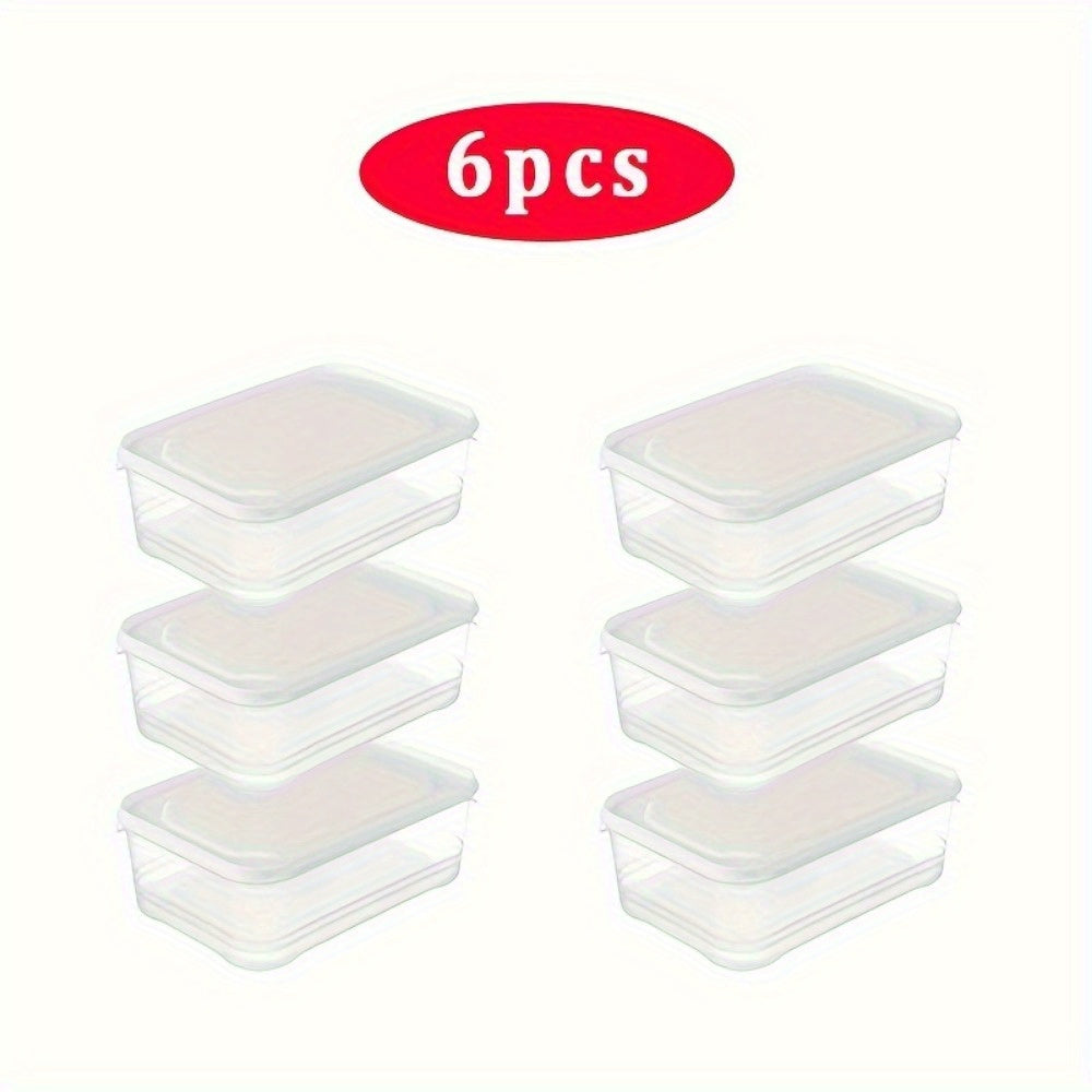 Set of 6 clear plastic food storage containers with lids, each holding 1200ml/40.58oz. These BPA-free containers are safe for use in the microwave and fridge, making them ideal for kitchen, picnics, and outdoor activities.