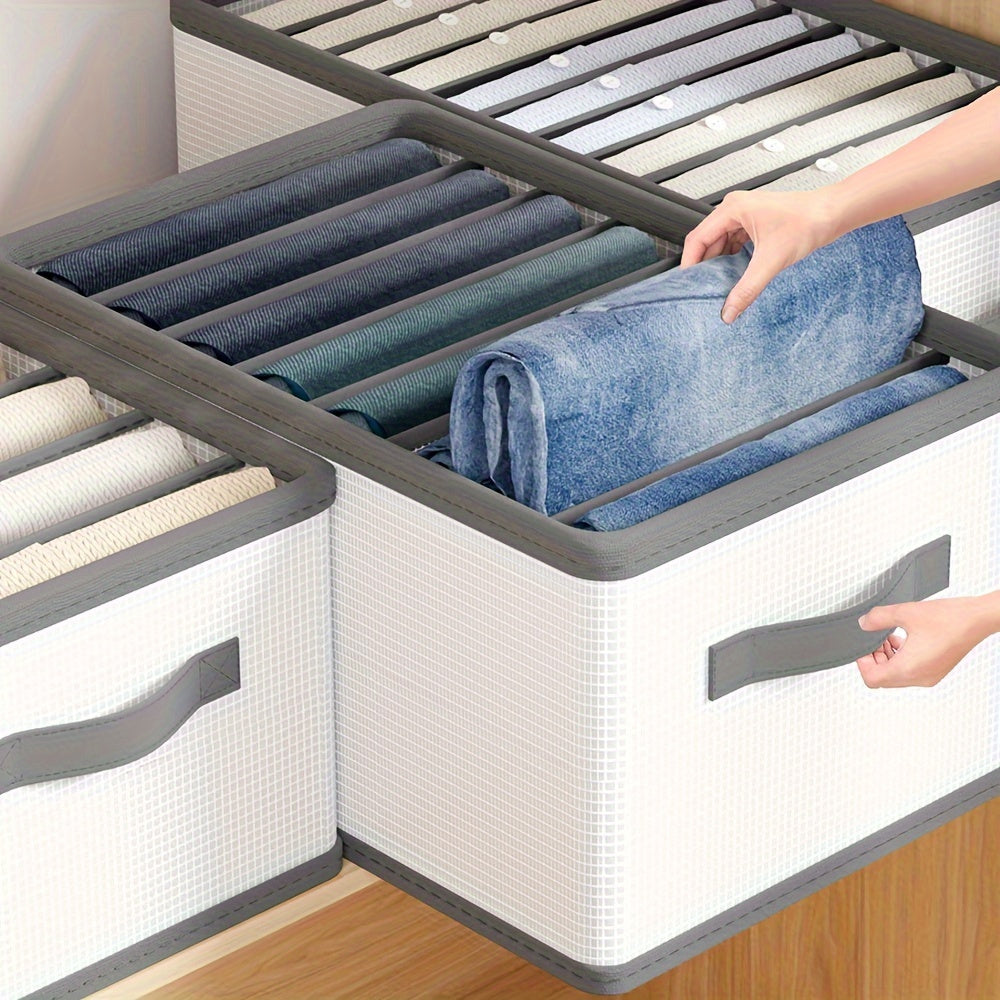 Durable Organizer with Grids - Foldable Storage Basket Saves Space - Ideal for Leggings, Underwear, Towels - Great for Travel, Home, Dorm, Bedroom Closet, and Wardrobe