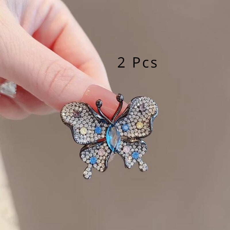 Ajoyib Kelebek Rhinestone Brosh - Nafis Ayollar Moda Aksessuarlar To'plami 2/3 - Yuqori Sifatli Alloy Materialdan Yasalgan - O'lchami 3.7 sm/1.46 dyuym