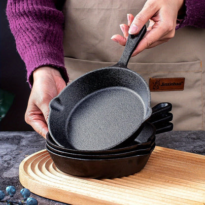 Set of 4 Pre-Seasoned Cast Iron Skillets - Hand Wash Only - 15.24 cm - Oven Safe Frying Pans - Durable Cookware with Silicone Handle Covers - Perfect for Indoor and Outdoor Cooking