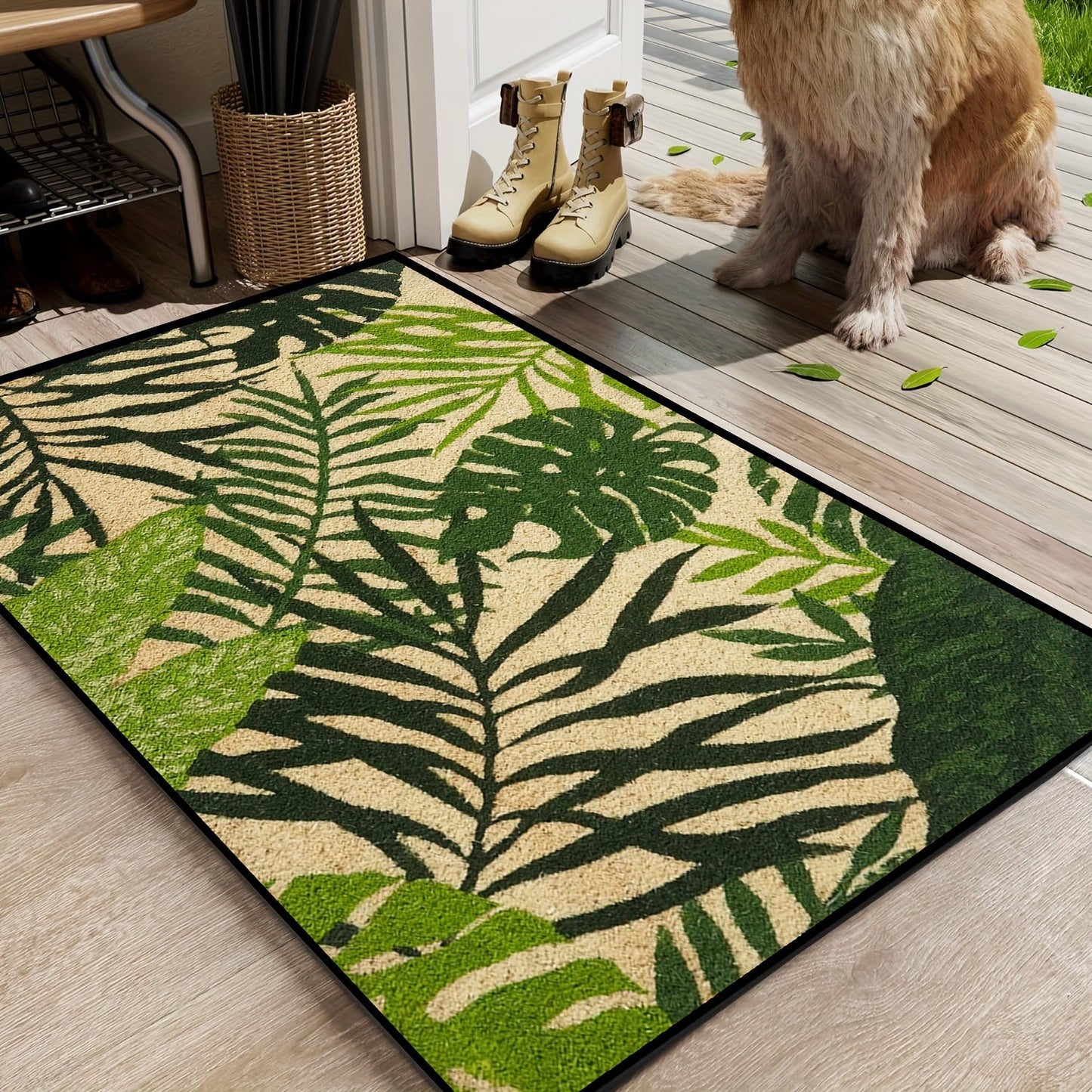 Welcome guests with this stain-resistant polyester floral area rug. This hand-wash only rectangle mat is perfect for entryways, living rooms, kitchens, bedrooms, and porches. Made with machine-made craftsmanship, this indoor accent carpet will add warmth