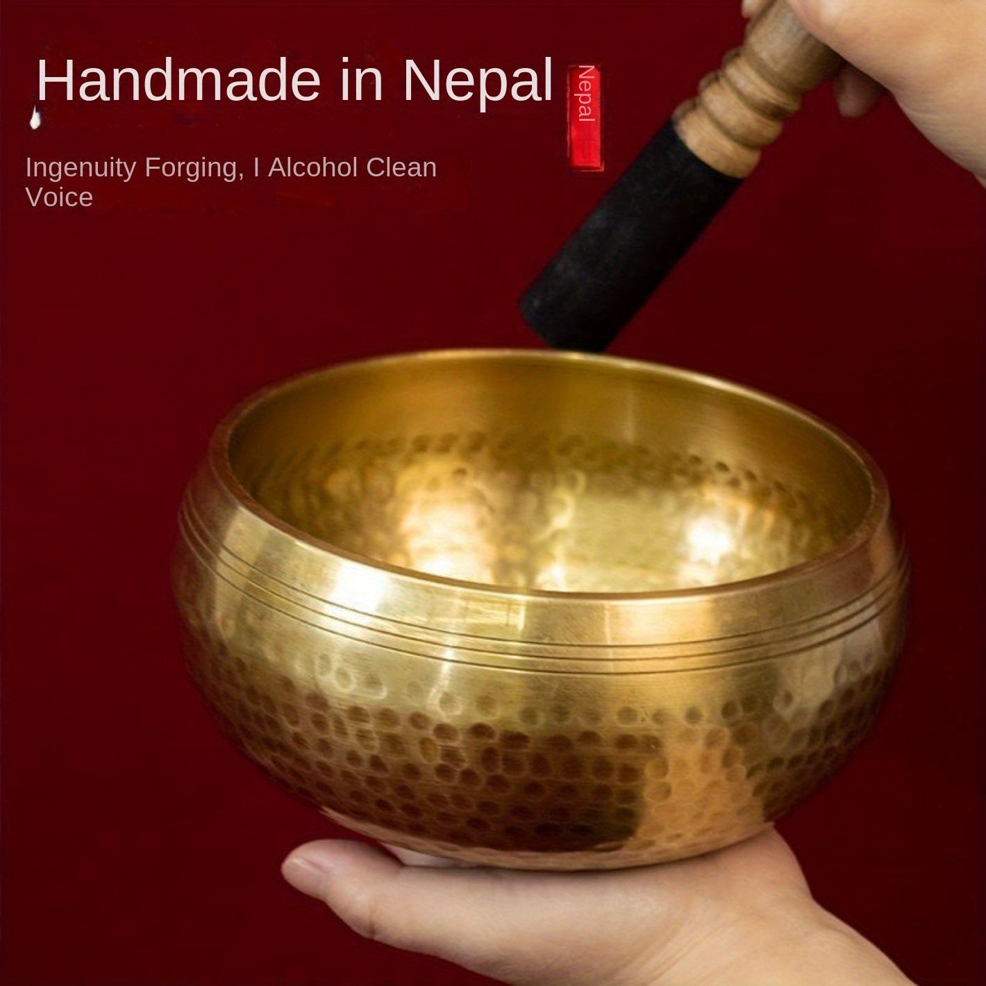 1pc Nepal Singing Bowl - Antique Bronze Finish, Alcohol Clear Voice, Ideal for Yoga and Meditation