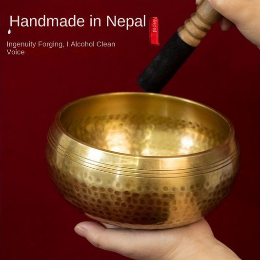 1pc Nepal Singing Bowl - Antique Bronze Finish, Alcohol Clear Voice, Ideal for Yoga and Meditation