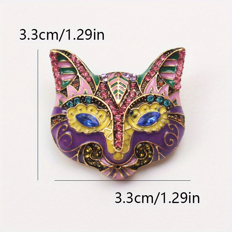 Elegant Vintage Style Cat Brooch Pin with Rhinestones - Stylish Enamel Coating, Shimmering Crystals & Faux Diamonds, Great for Adding Glamour to Outfits, Perfect Gift for Ladies and Young Girls