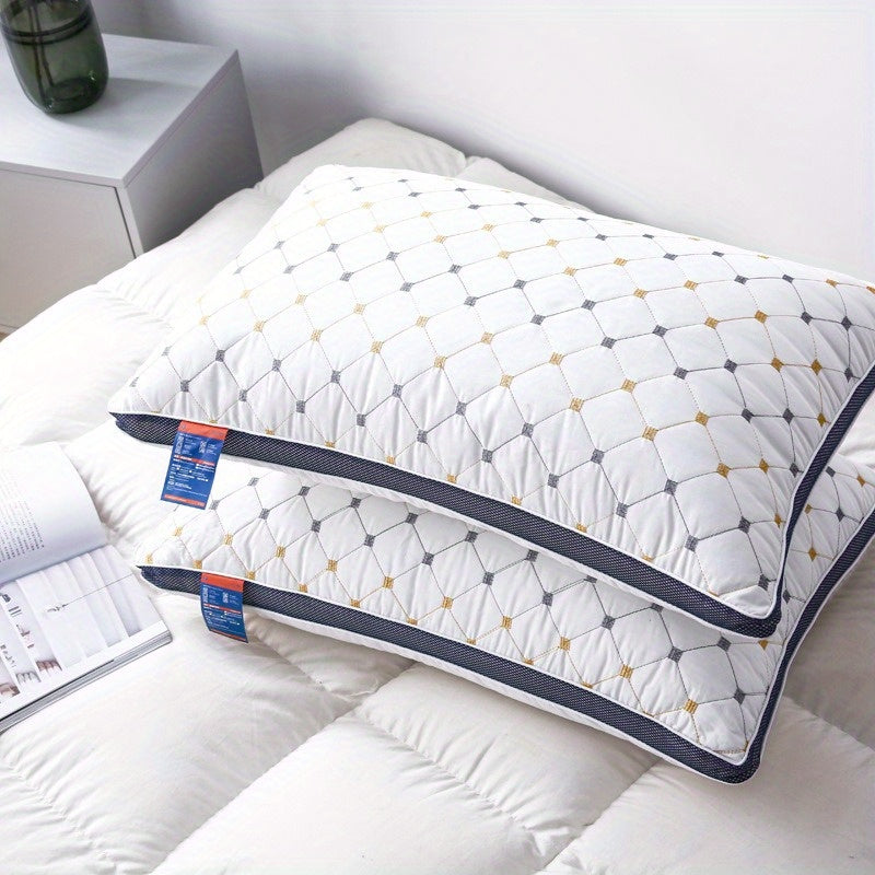 One piece of a premium hotel bed pillow designed specifically for cervical support while sleeping. This breathable down alternative pillow is ideal for side and back sleepers, and is skin-friendly and fluffy for a comfortable night's sleep.