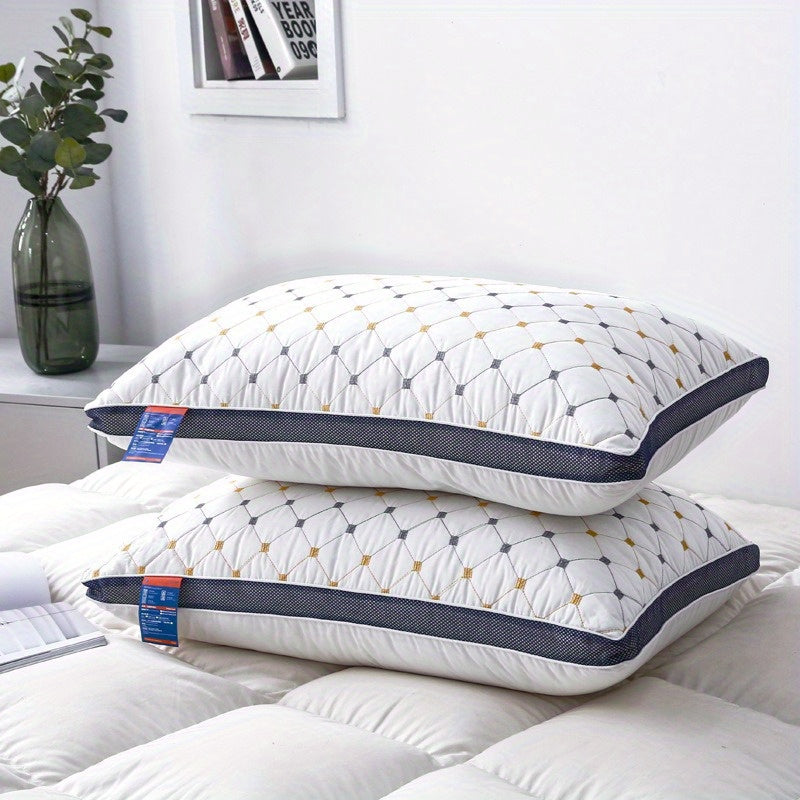 One piece of a premium hotel bed pillow designed specifically for cervical support while sleeping. This breathable down alternative pillow is ideal for side and back sleepers, and is skin-friendly and fluffy for a comfortable night's sleep.