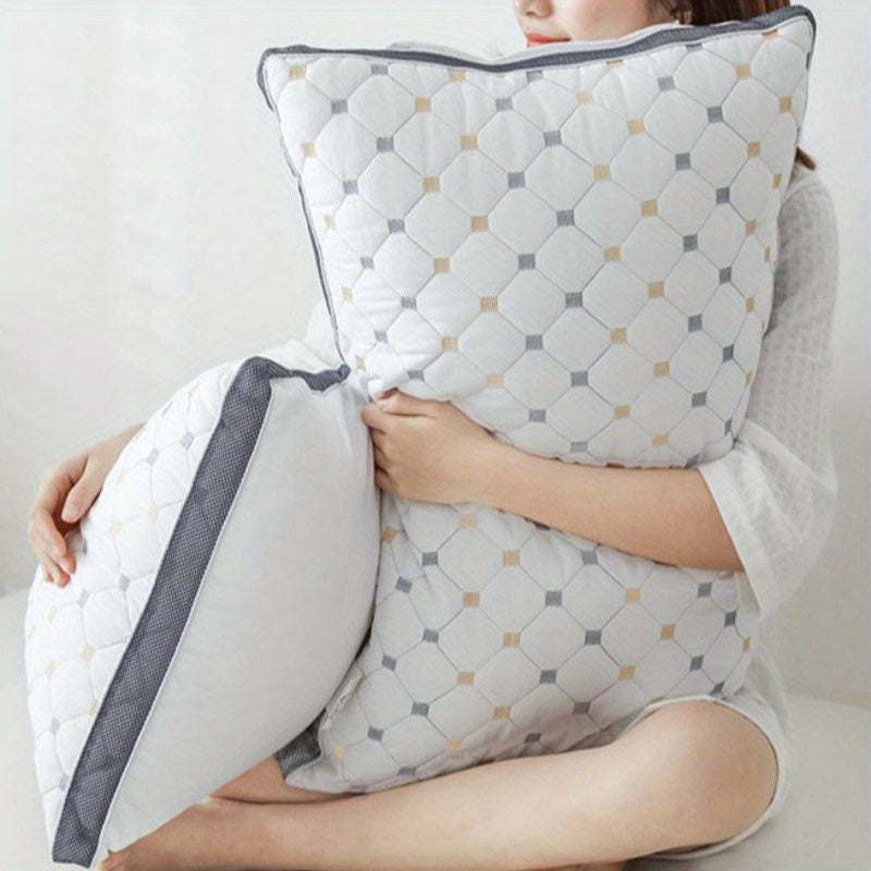 One piece of a premium hotel bed pillow designed specifically for cervical support while sleeping. This breathable down alternative pillow is ideal for side and back sleepers, and is skin-friendly and fluffy for a comfortable night's sleep.