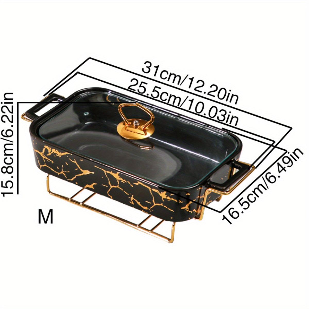 This Ceramic Casserole Dish with Lid and Iron Stand is ideal for use in your home kitchen, at parties, and in restaurants.