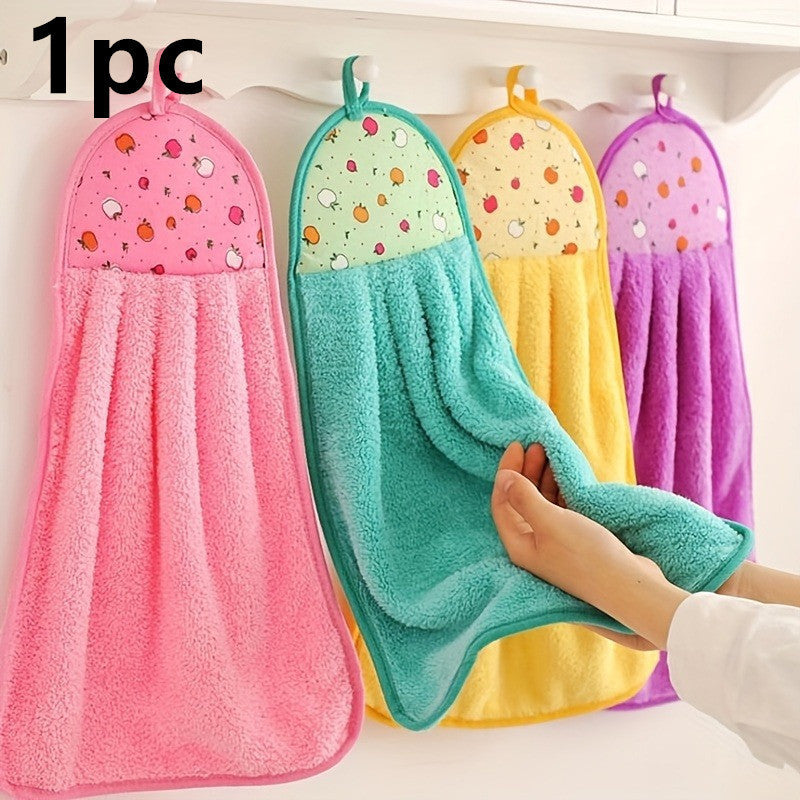 Corals velvet finger towels with hanging rings for wiping hands, dishwashing, and as absorbent soft bathroom towels. Can also be used as tea towels.