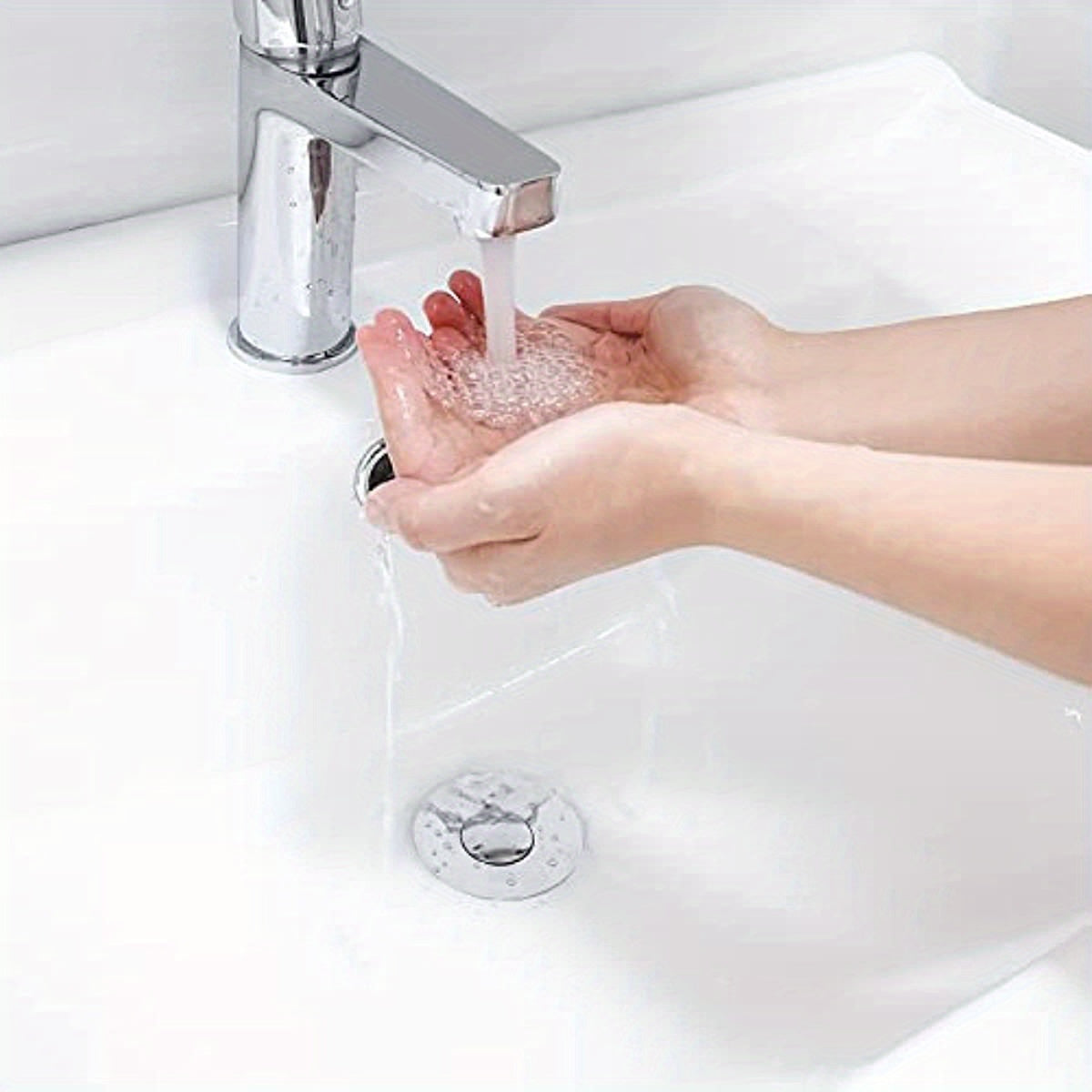 Universal bathroom sink stopper for 1.06" to 1.80" basin drain holes. Includes basin pop-up drain filter and basket hair catcher. No overflow design.