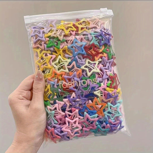 25 Y2K-style candy-colored hair clips for women: oil-glossy, cute, and cool star-shaped accessories for daily wear, suitable for headwear and bb clips.