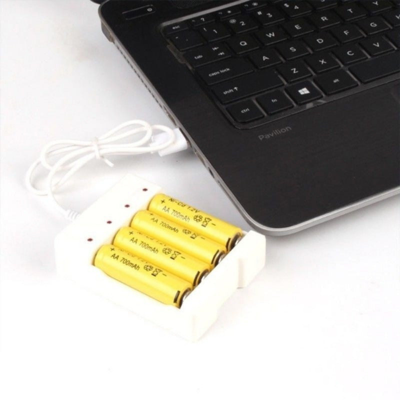 Rapid USB battery charger for AA/AAA & Lithium batteries with 4 slots - Smart & Compatible