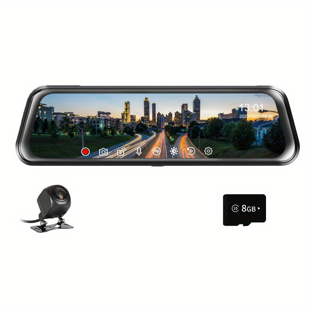 Full HD 1080P Smart Mirror Camera with dual cameras and night vision, ideal for cars and trucks.