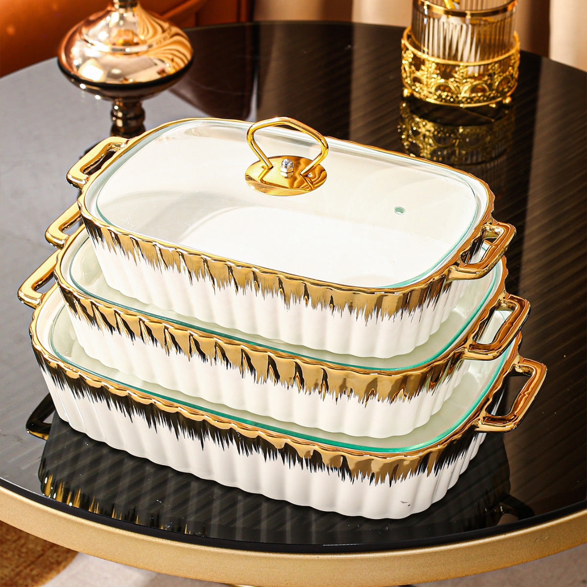 Stylish Ceramic Serving Set with Lid - Great for Soup, Sandwiches & More - Perfect for Home Entertaining & Kitchen Styling