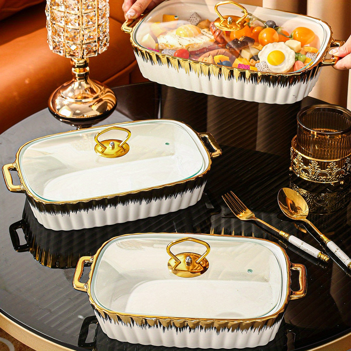 Stylish Ceramic Serving Set with Lid - Great for Soup, Sandwiches & More - Perfect for Home Entertaining & Kitchen Styling