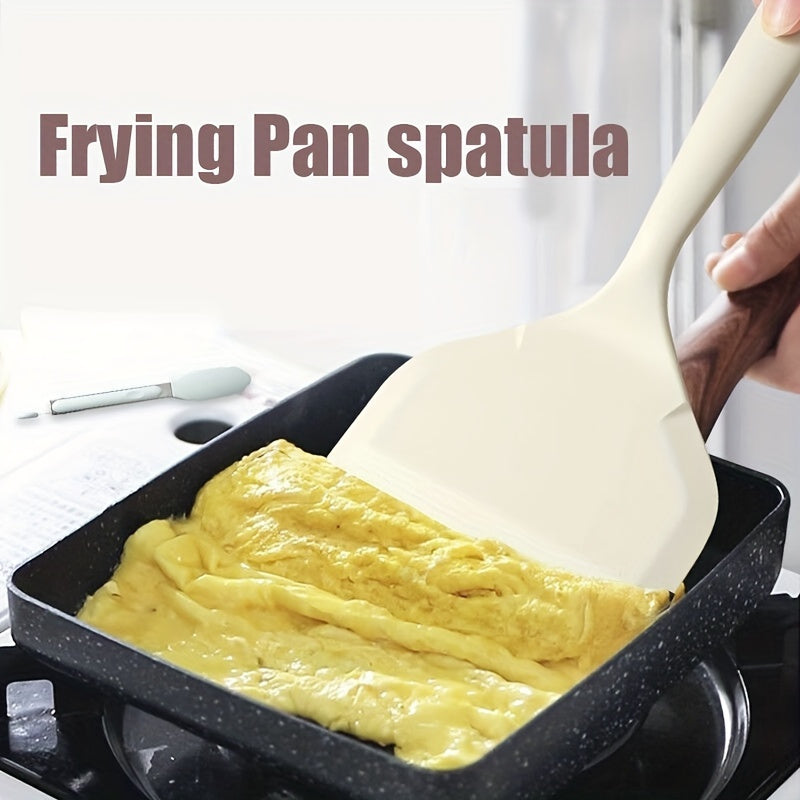 Silicone spatula tamagoyaki turner for non-stick and heat-resistant egg frying pan flipping, perfect for cooking eggs, pancakes, and steaks without the need for electricity. Ideal kitchen utensil.