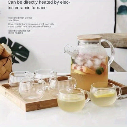 DIYmalls Large Capacity 1L Glass Teapot - Ideal for Blooming & Fruit Tea, Heat-Resistant, Perfect for Home Use or Gifting