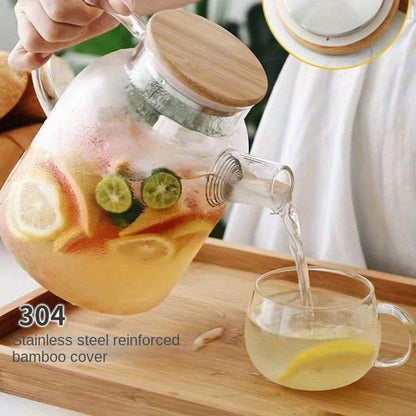 DIYmalls Large Capacity 1L Glass Teapot - Ideal for Blooming & Fruit Tea, Heat-Resistant, Perfect for Home Use or Gifting