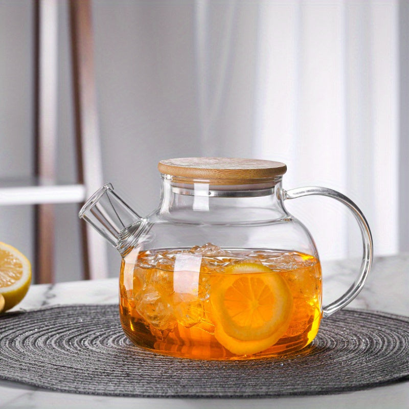 DIYmalls Large Capacity 1L Glass Teapot - Ideal for Blooming & Fruit Tea, Heat-Resistant, Perfect for Home Use or Gifting