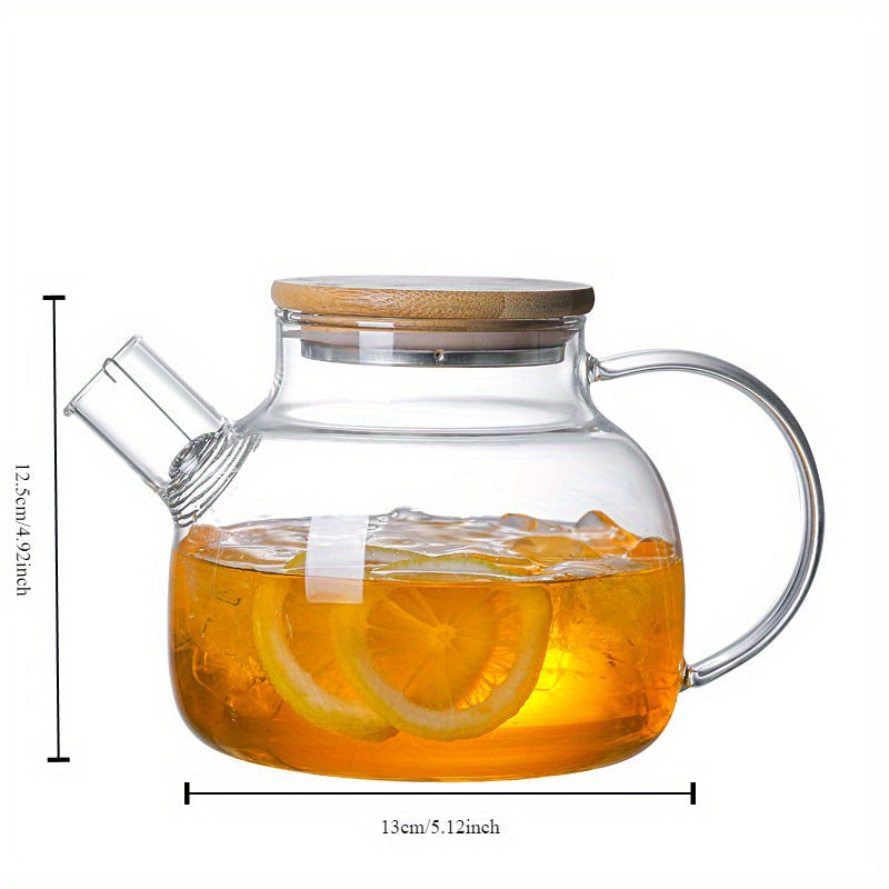 DIYmalls Large Capacity 1L Glass Teapot - Ideal for Blooming & Fruit Tea, Heat-Resistant, Perfect for Home Use or Gifting