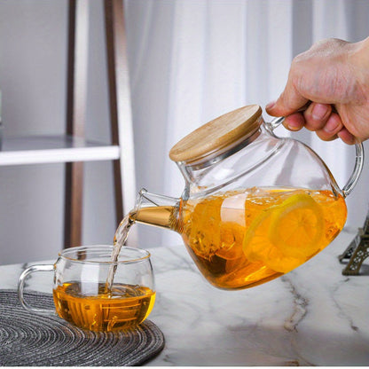 DIYmalls Large Capacity 1L Glass Teapot - Ideal for Blooming & Fruit Tea, Heat-Resistant, Perfect for Home Use or Gifting