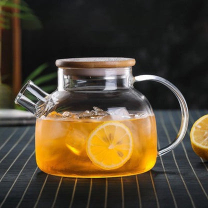 DIYmalls Large Capacity 1L Glass Teapot - Ideal for Blooming & Fruit Tea, Heat-Resistant, Perfect for Home Use or Gifting