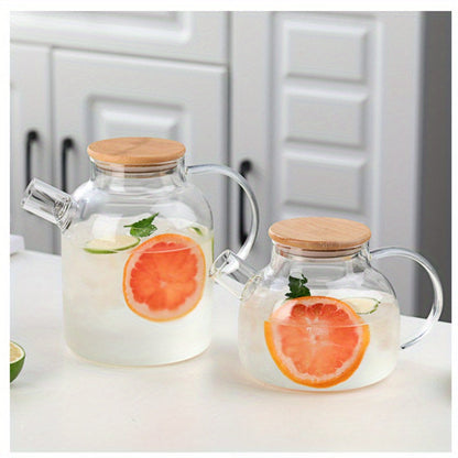 DIYmalls Large Capacity 1L Glass Teapot - Ideal for Blooming & Fruit Tea, Heat-Resistant, Perfect for Home Use or Gifting