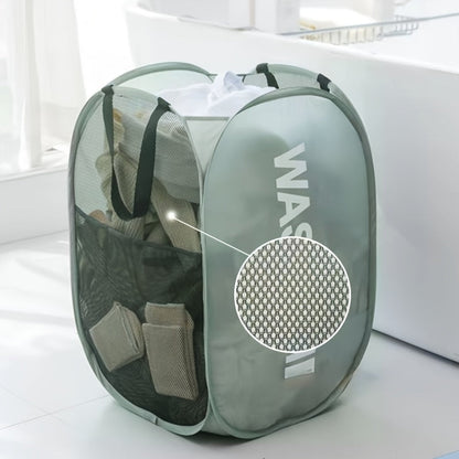 Stylish Letter Print Design Foldable Laundry Hamper with Handles - Collapsible Mesh Fabric Laundry Basket, Multi-Functional Durable Space-Saver for Bathroom, Bedroom & More