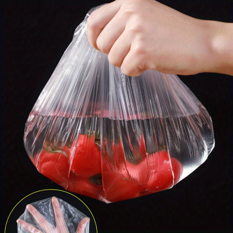 Pack of 50/100 Reusable Non-Stick Elastic Food Storage Bags with Vacuum Seal Silicone Lid for Preserving Kitchen Food