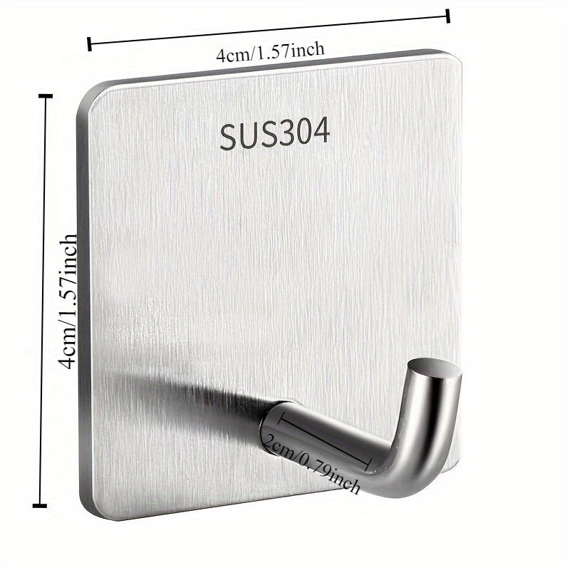 3 premium stainless steel adhesive wall hooks, contemporary style, heavy-duty, water-resistant, easy to install in kitchen, bathroom, home decor - perfect for robes and towels.