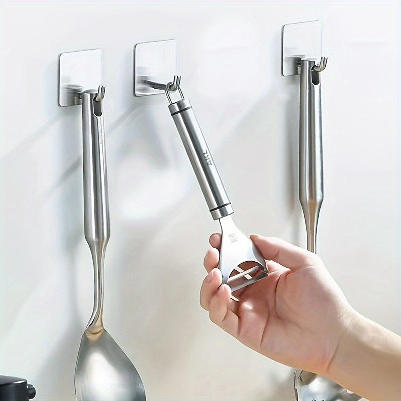 3 premium stainless steel adhesive wall hooks, contemporary style, heavy-duty, water-resistant, easy to install in kitchen, bathroom, home decor - perfect for robes and towels.