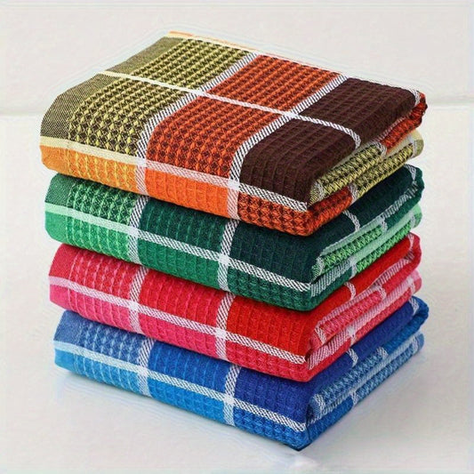 4 Waffle Weave Towels - Ultra Absorbent Cotton, Assorted Colors