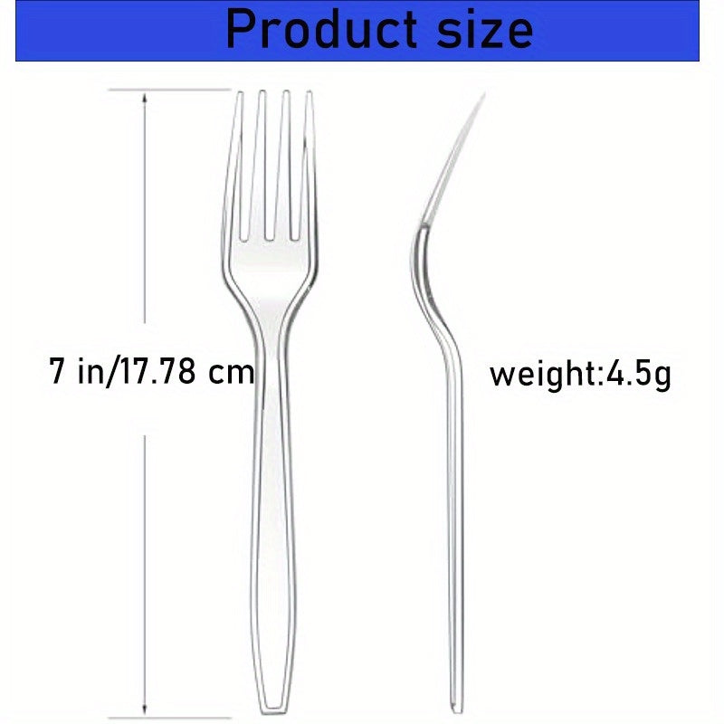 Set of 100 Disposable Transparent Plastic Forks, Strong and Durable High-Quality Forks, Ideal for Parties, Picnics, Events, and Everyday Use in the Kitchen