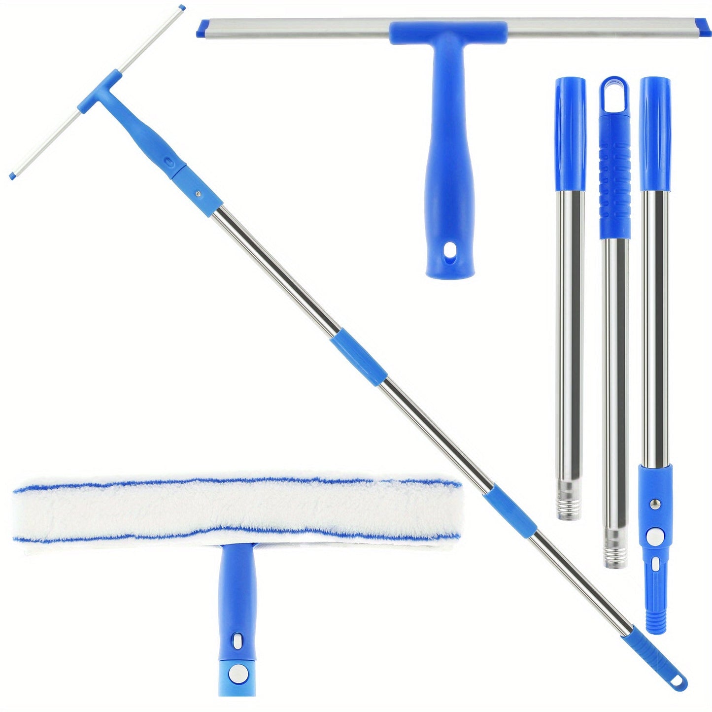 Window cleaning just got easier with our Professional Window Cleaning Kit. This set includes an adjustable stainless steel pole, a durable rubber squeegee, and a scrubber. Perfect for cleaning car windows, home windows, shower doors, and more. Say