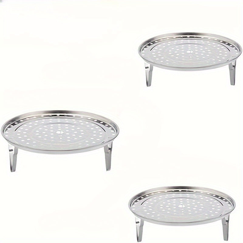 Stainless Steel Steamer Racks Set of 3 - Versatile Round Steaming Trays, Canning Jar Rack Insert, Sturdy Stand for Pots and Kitchen Tools